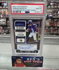 2023 PANINI CONTENDERS PLAYOFF TICKET #120 JORDAN ADDISON AUTOGRAPH /149 PSA 10