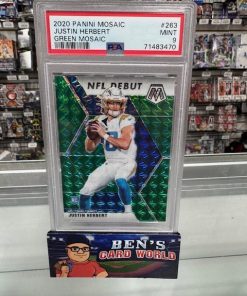 2020 PANINI MOSAIC MOSAIC GREEN #263 JUSTIN HERBERT DEB PSA 9