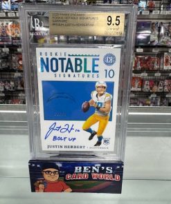 2020 PANINI ENCASED ROOKIE NOTABLE SIGNATURES SAPPHIRE #RNSJH JUSTIN HERBERT /50 BGS 9.5/10