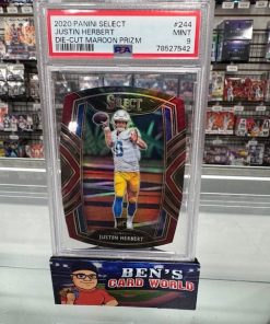 2020 SELECT PRIZM MAROON DIE CUT #244 JUSTIN HERBERT PSA 9