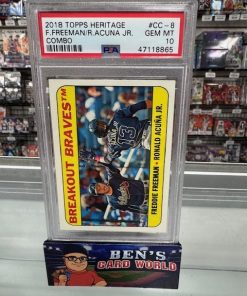 2018 TOPPS HERITAGE COMBO CARDS #CC8 RONALD ACUNA JR./FREDDIE FREEMAN PSA 10
