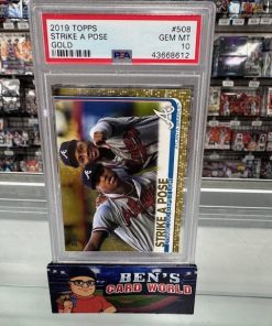 2019 TOPPS GOLD #508 STRIKE A POSE/OZZIE ALBIES/RONALD ACUNA JR. /2019 PSA 10