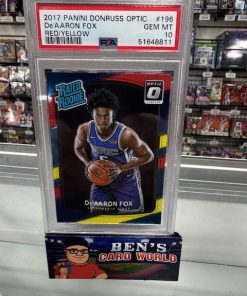 2017-18 DONRUSS OPTIC MEGA BOX RATED ROOKIE RED YELLOW #196 DE'AARON FOX RR PSA 10