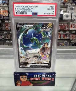 2021 POKEMON SWORD AND SHIELD EVOLVING SKIES #194 RAYQUAZA V UR PSA 8