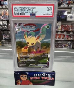 2021 POKEMON SWORD AND SHIELD EVOLVING SKIES #205 LEAFEON VMAX SCR ALT ART PSA 9