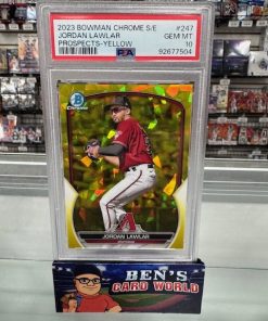2023 BOWMAN CHROME SAPPHIRE PROSPECTS YELLOW REFRACTORS #BCP247 JORDAN LAWLAR /50 PSA 10