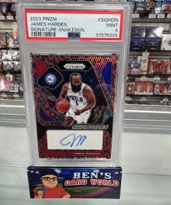 2023-24 PANINI PRIZM SIGNATURES PRIZMS SNAKESKIN #8 JAMES HARDEN /15 PSA 9
