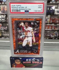 2025 TOPPS ORANGE DIAMANTE FOIL #207 RONALD ACUNA JR. /25 PSA 9