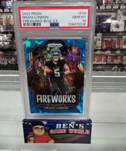 2022 PANINI PRIZM FIREWORKS PRIZMS BLUE ICE #20 DRAKE LONDON /99 PSA 10