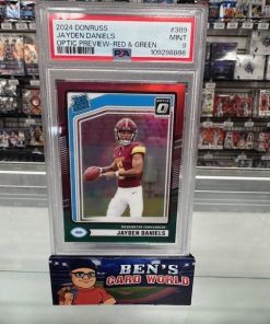 2024 DONRUSS OPTIC RATED ROOKIES PREVIEW RED AND GREEN #389 JAYDEN DANIELS PSA 9